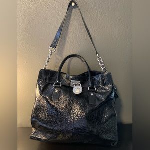 Micheal Kors Black Leather Hamilton Bag